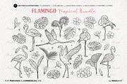Tropical Flamingo Vector Line Art, an Animal Illustration by MadliArt (Thumbnail 3 of 4)