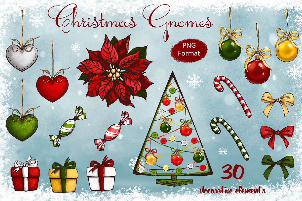 Christmas gnomes. Digital Cliparts, a Decorative Illustration by Maycat_store (Photo 4 of 9)