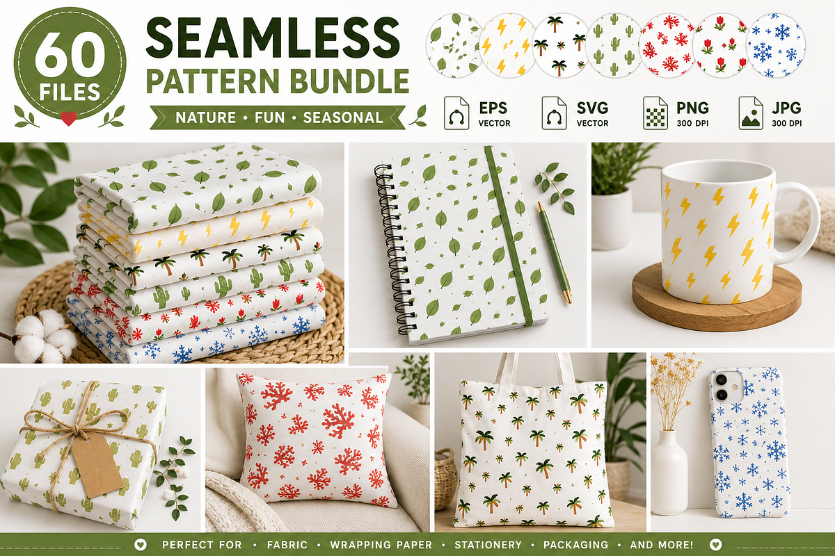 60 Cute Seamless Pattern, a Pattern Graphic by Rizenight (Photo 2 of 5)