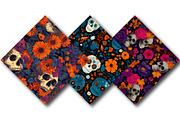Halloween Skull With Flowers Pattern, an Illustration by DreamPrint404 (Thumbnail 3 of 4)