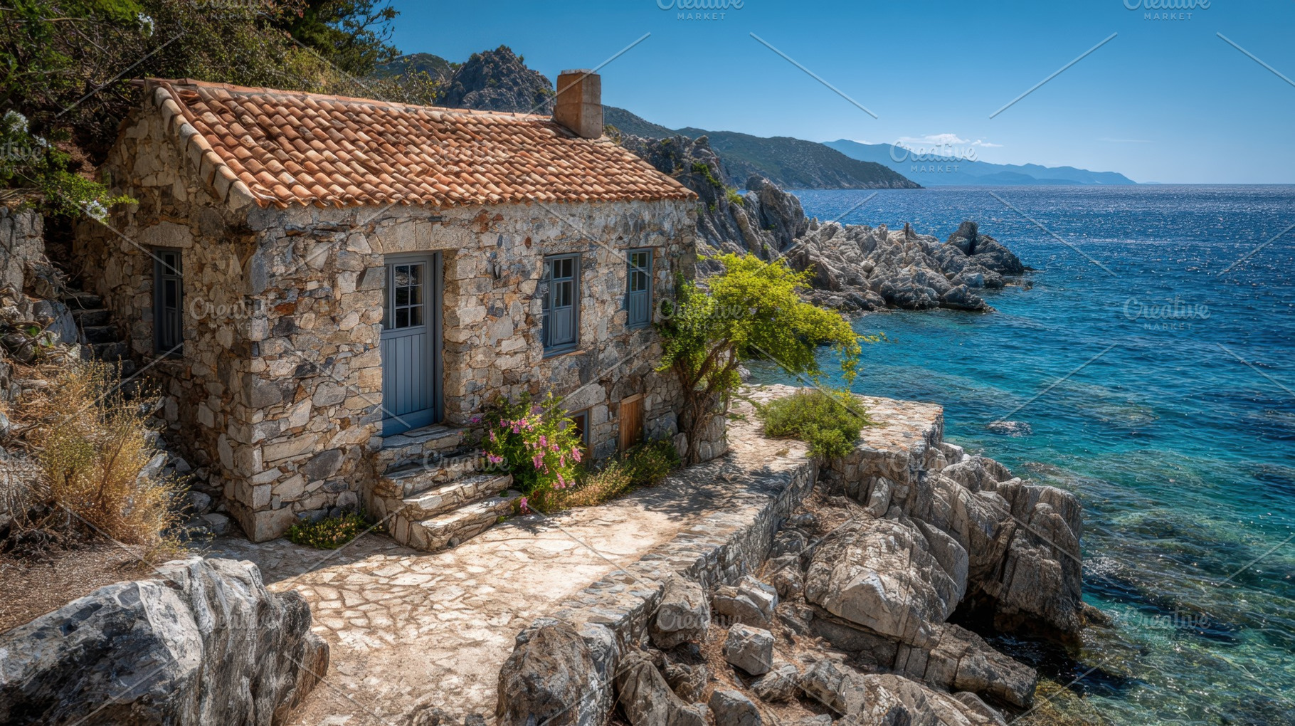 Unique stone house by the sea, a Photo by Beautiful things