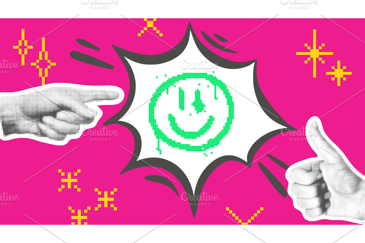Be in good mood contemporary mixed, a Technology Illustration by Tati_Kli