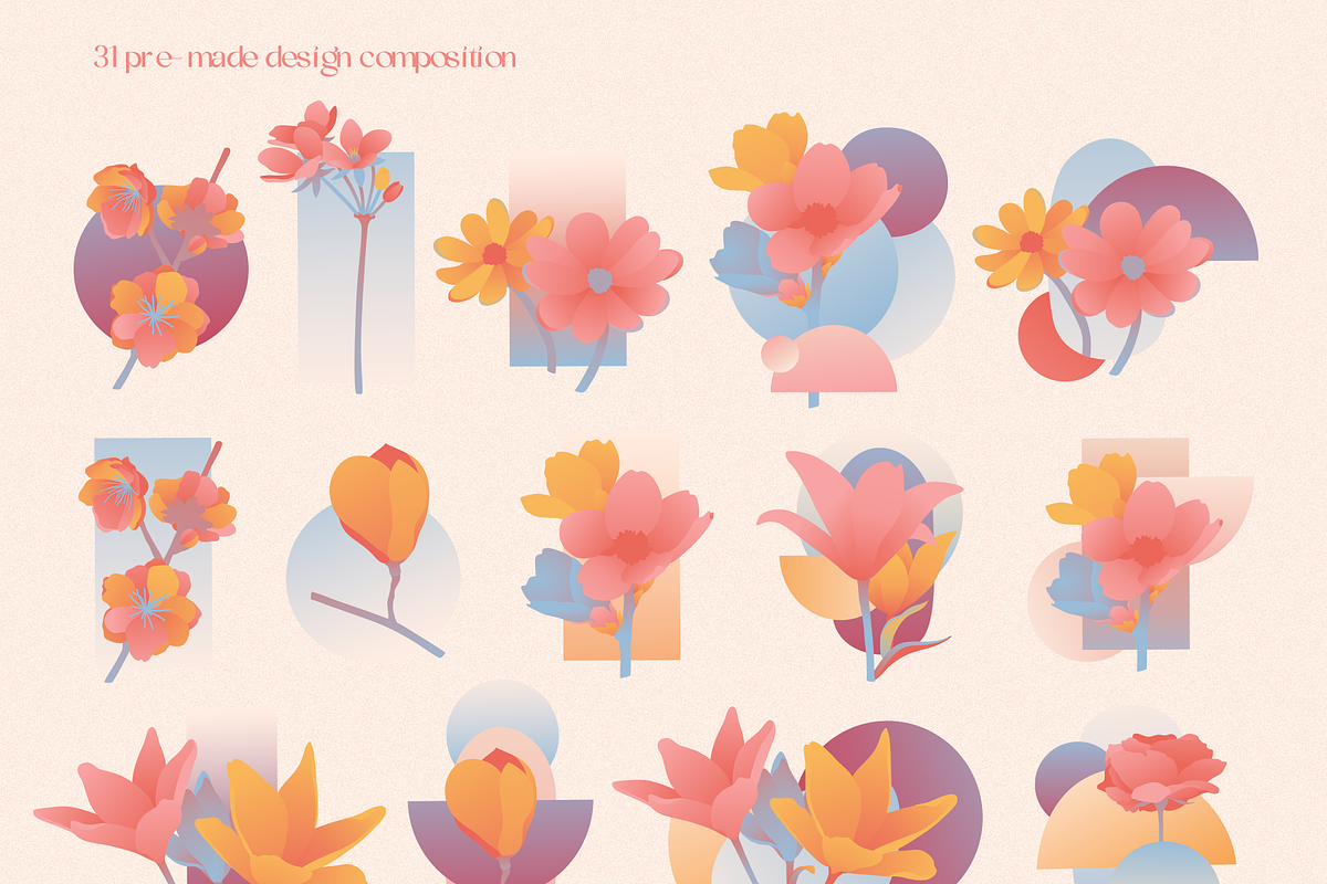 Flowers and shapes collection, an Object Graphic by Uniyok (Photo 3 of 8)
