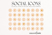 Peach Gold Social Media Icon Bundle, a Solid Icon by Indie Grace Design (Thumbnail 1 of 2)