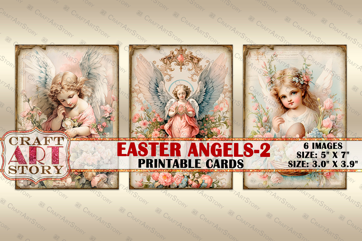 Easter angels-2 cards Atc ACEO, a Seasonal Illustration by CraftArtStory (Photo 2 of 4)