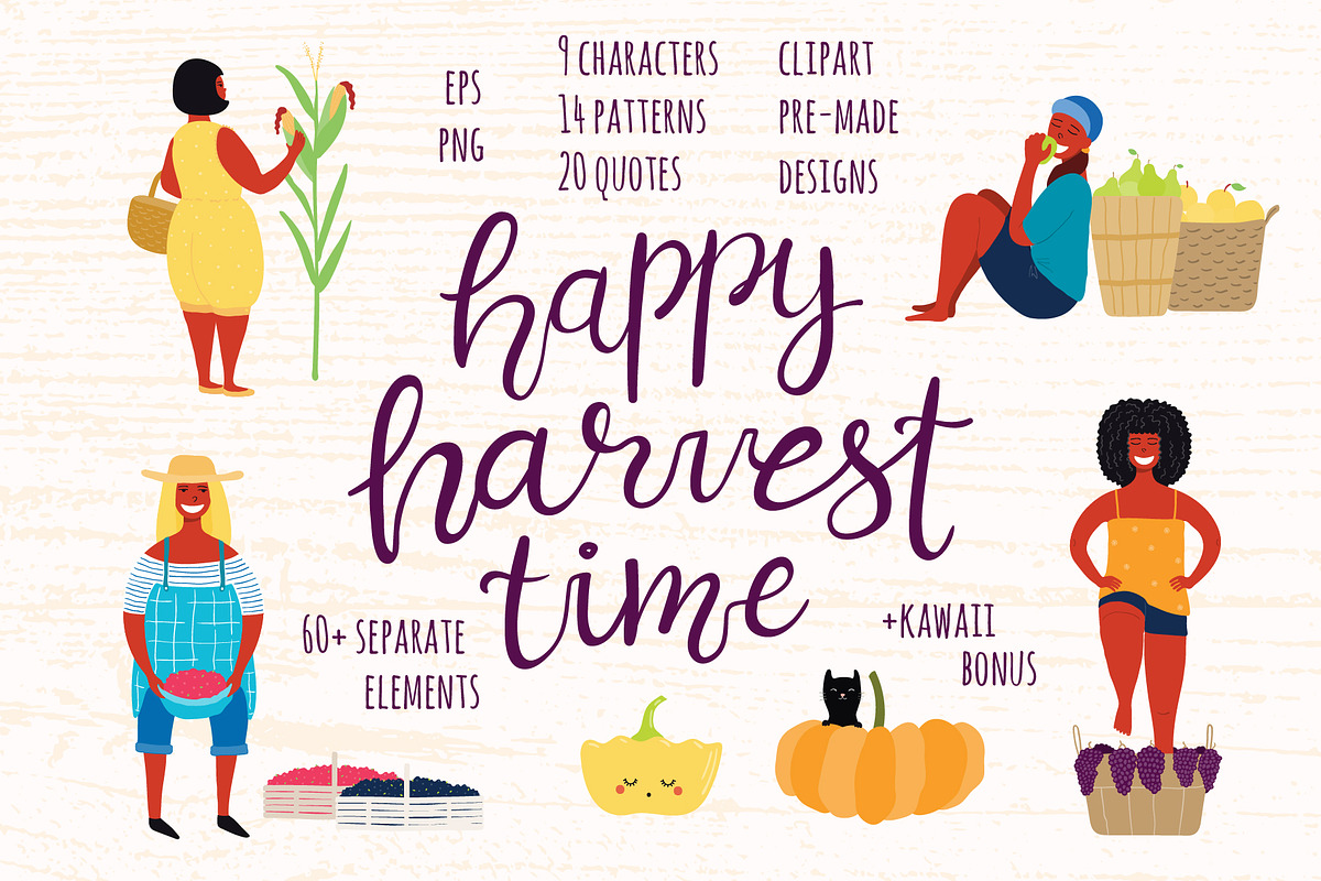 Happy Harvest Vector Illustrations, a Food Illustration by sceptical cactus (Photo 1 of 12)