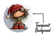 Whimsical Christmas Girl Clipart, an Illustration by Pixels.Craft (Thumbnail 2 of 6)