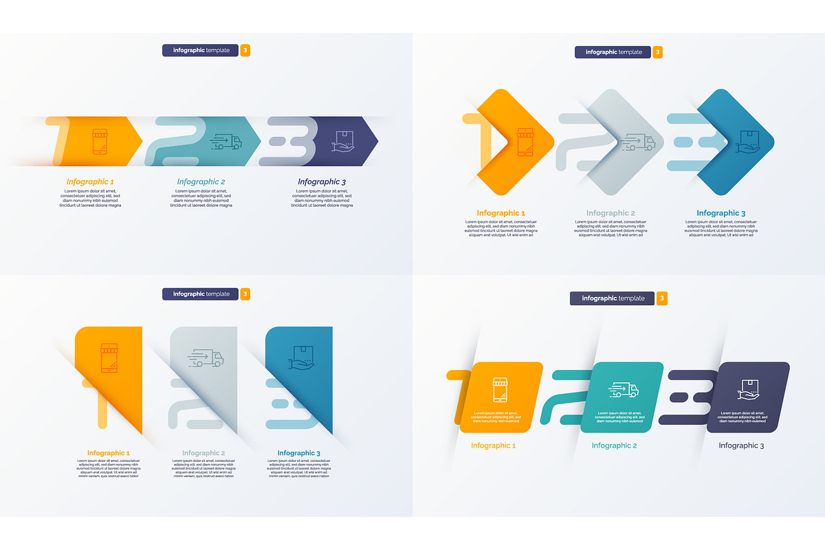 Vector number infographic templates, a Templates & Theme by rikkyal