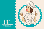 woman chef, a Food Illustration by adi katz (Thumbnail 1 of 4)