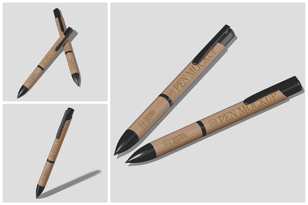 Bamboo Ballpoint Pen Mockup, a Pens & Pencil Mockup by Unerispace (Photo 1 of 5)