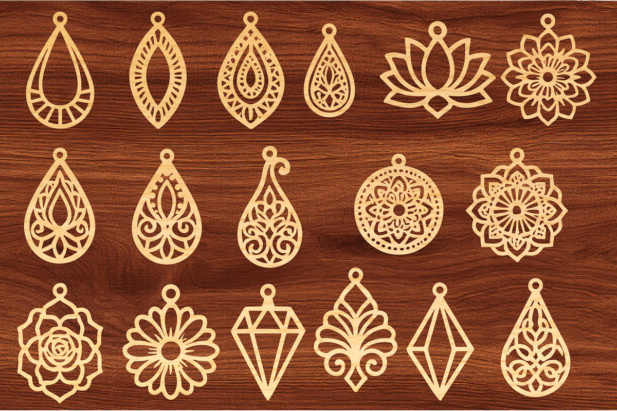 Elegant Earring SVG Laser Cut Bundle, an Object Graphic by DreamCafeArt (Photo 3 of 4)