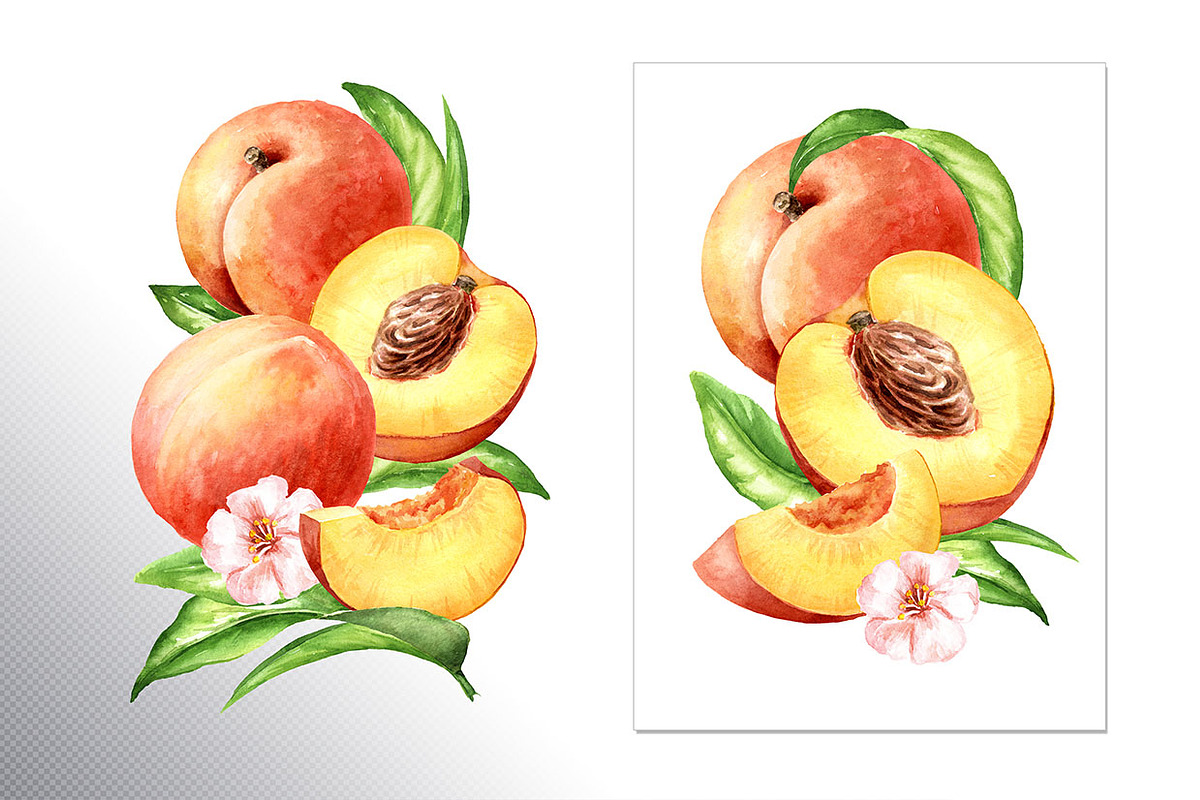 Honey Peaches. Original Watercolor, a Food Illustration by Daria Ustiugova (Photo 7 of 21)
