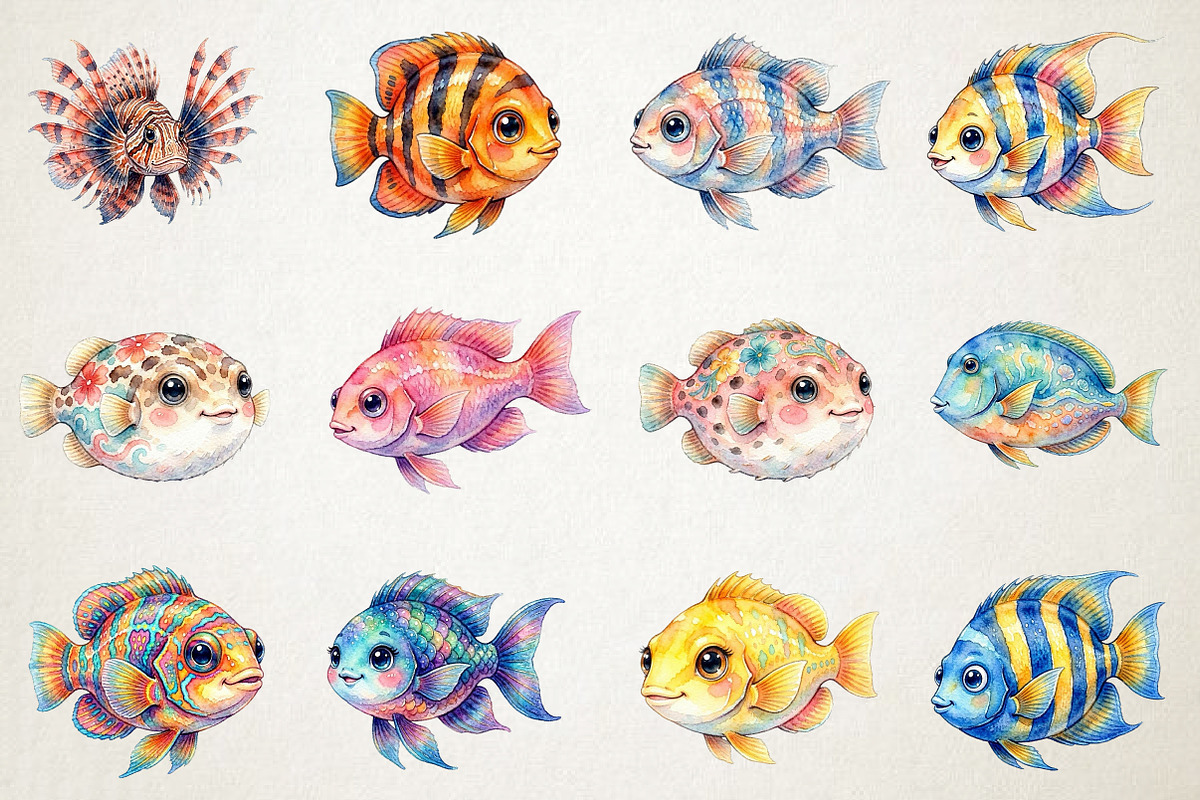 Watercolor Exotic Fish PNG Clipart, an Animal Illustration by RobertsArt (Photo 3 of 7)