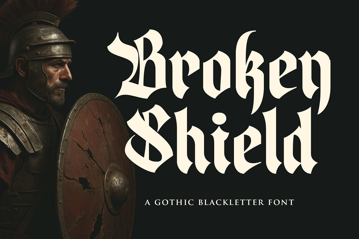 Broken Shield a Gothic Blackletter, a Blackletter Font by Blankids Studio (Photo 1 of 12)