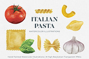 Italian Pasta & Tomato Watercolors, a Food Illustration by Jeanette Pidi Design (Thumbnail 1 of 6)