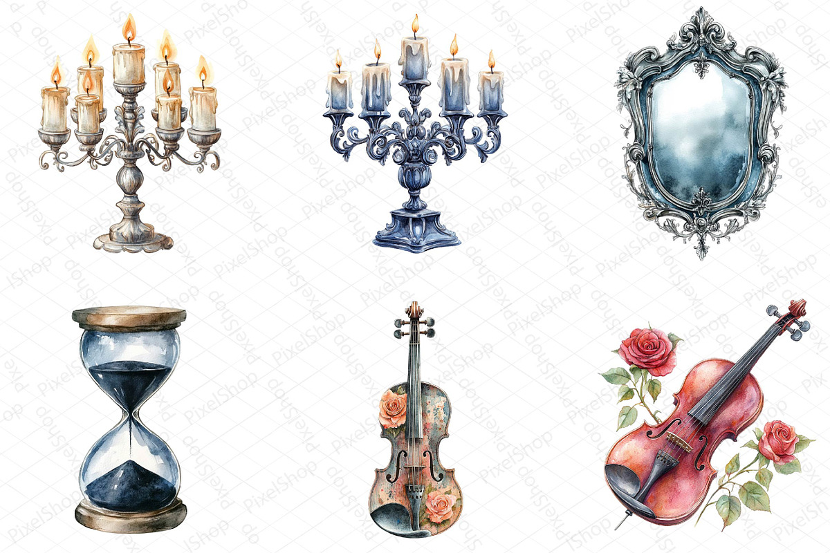 Watercolor Gothic Reverie Clipart Bu, an Illustration by DreamPrint404 (Photo 7 of 7)