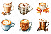 Watercolor Thanksgiving Coffee Latte, an Illustration by DreamPrint404 (Thumbnail 5 of 6)