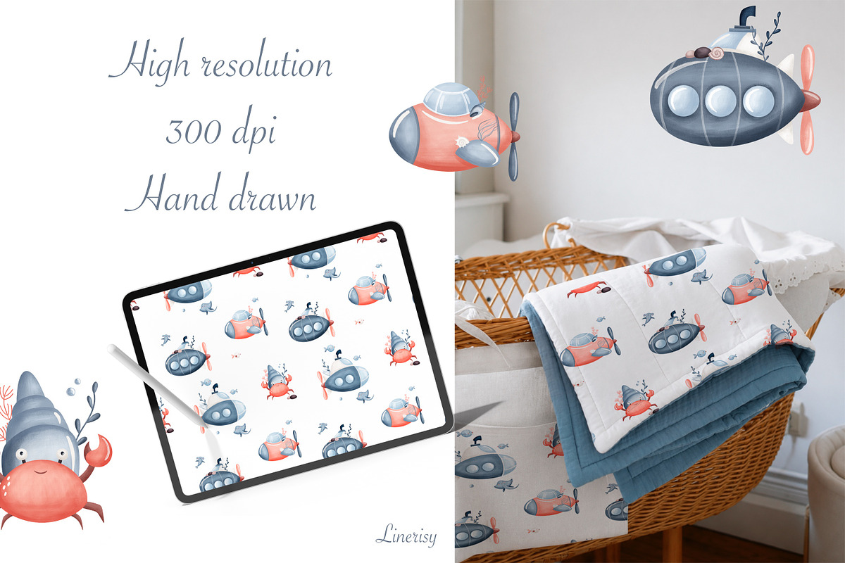 Sea Adventures. Baby collection, an Animal Illustration by Linerisyart (Photo 4 of 14)