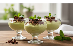 Three glasses of smooth avocado or, a Food & Drink Photo by Igor Tichonow