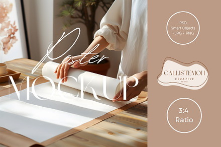 Poster with Hands Mockup - AR-WH-001, a Books & Magazine Mockup by Callistemon Creative