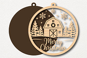 Merry Christmas Barn Ornament SVG, a Work Illustration by Digital Artistic99 (Thumbnail 2 of 4)