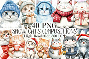 Snow Cats Compositions Winter PNG, an Illustration by Sublimation Artist (Thumbnail 1 of 6)