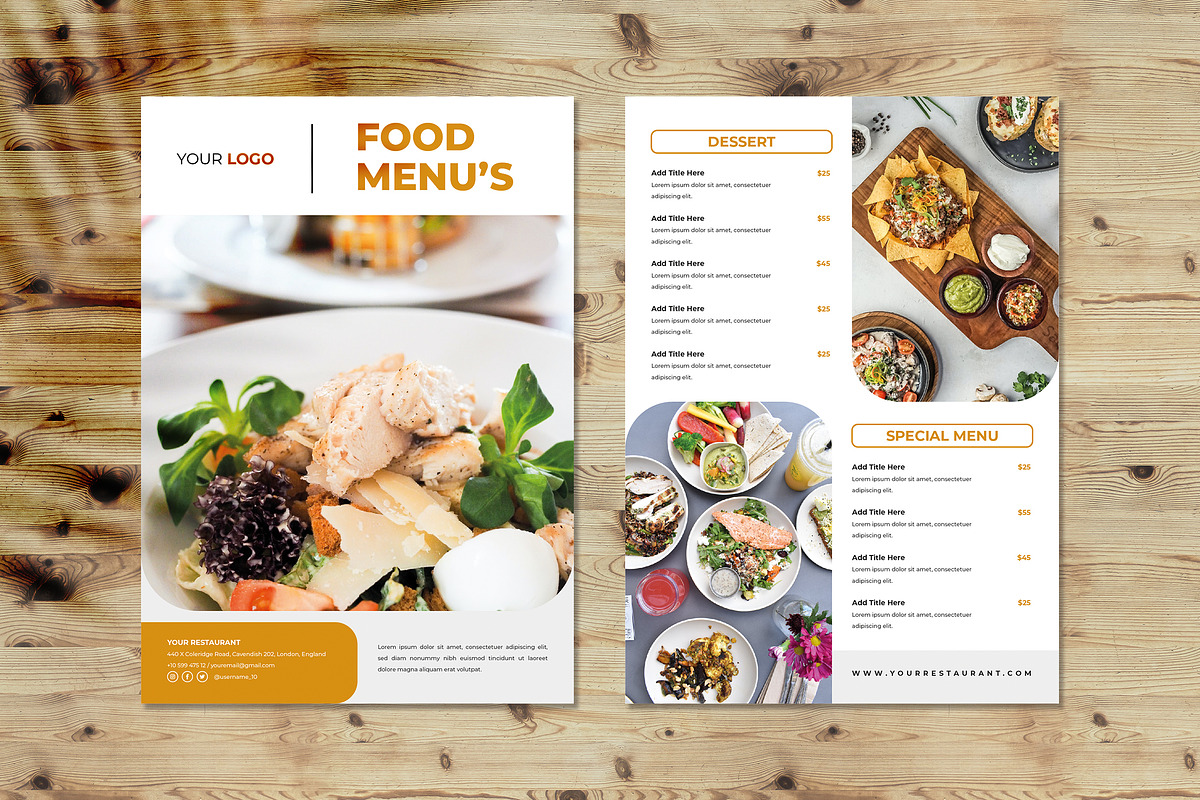 Restaurant Menu Template, a Brochure Template by Jiwstudio (Photo 1 of 3)