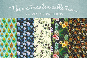 20 Watercolor Vector Patterns