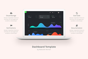 MacBook™ Mockup with a Features List