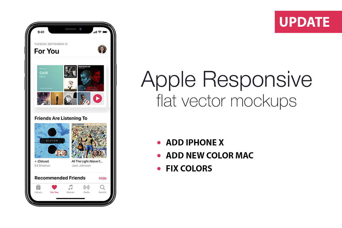 Apple Responsive Flat Vector Mockups, an iPhone Mockup by Alex_Yanko (Photo 1 of 6)