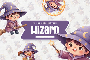 Whimsical Wizard Cute Kids, a Person Illustration by Gohsantosa