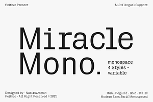 Miracle Mono - Sans Serif Font, a Sans Serif Font by Keithzo