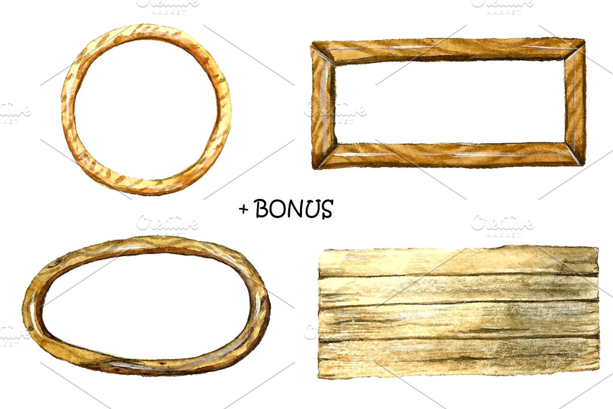 Watercolor Wooden Frames, a Decorative Illustration by Vikeriya (Photo 4 of 4)
