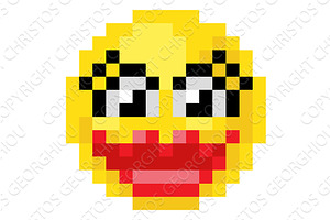 Pixel Art Emoji Emoticon Kiss Face, an Emoji Icon by Christos Georghiou