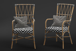 Criss Cross Black White Rattan Cafe, a Furniture 3D Model by NOMODOL