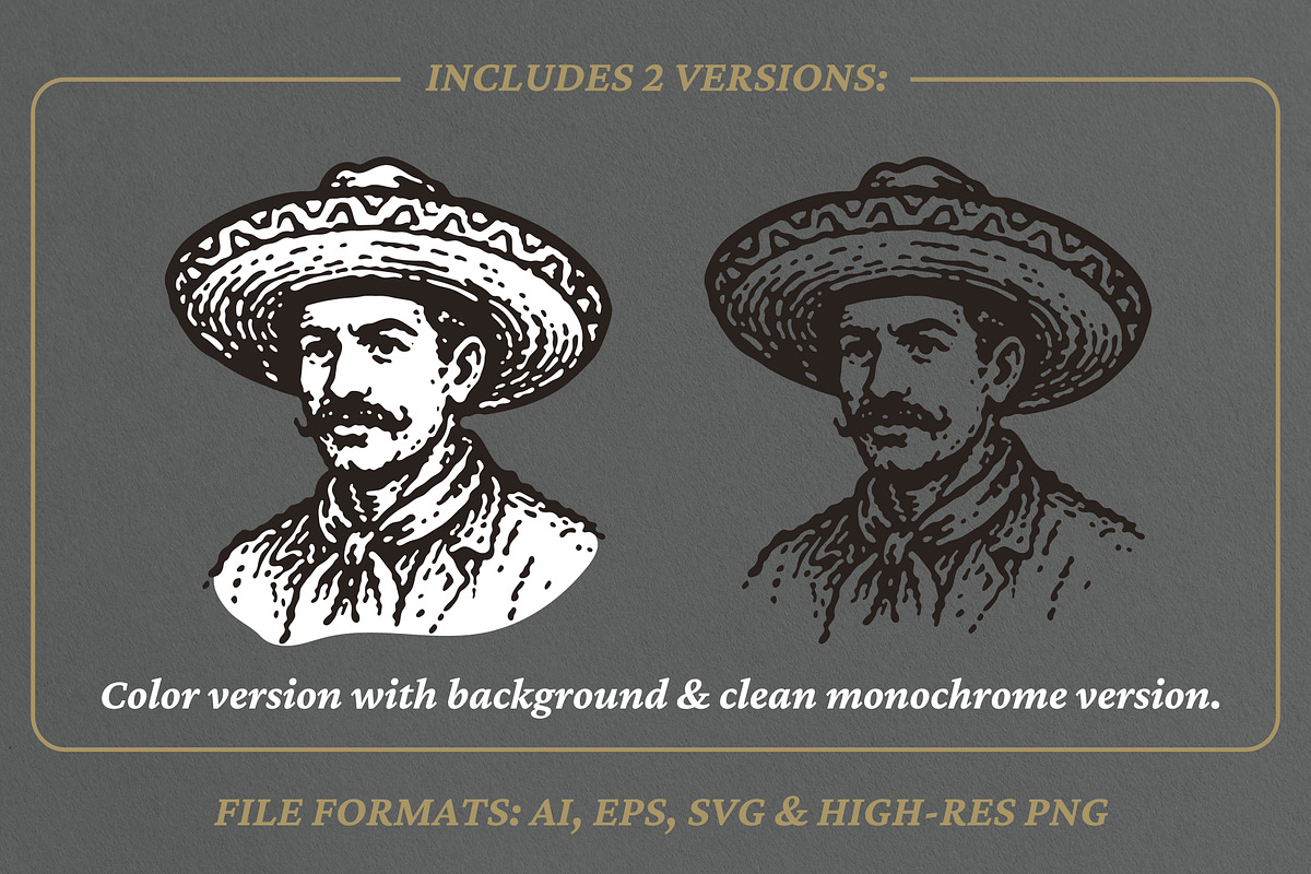 Vintage Sombrero Man Illustration, a Person Illustration by lettett (Photo 2 of 3)