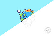 Cute Earth Eco Friendly With Plants, an Education Illustration by tkzgraphic (Thumbnail 2 of 3)