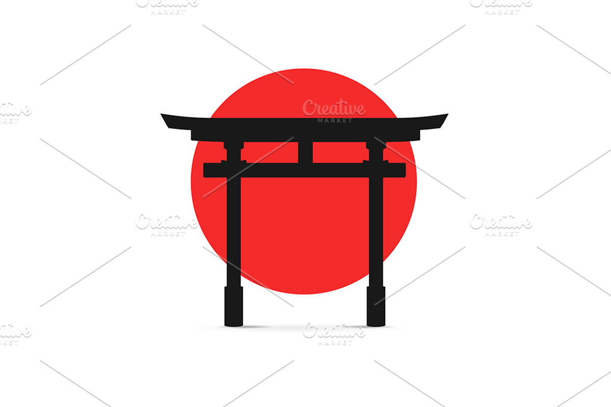 Silhouette Japanese Traditional Tori, a Decorative Illustration by Vector and Templates