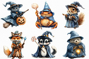 Halloween Wizard Animal Clipart, an Illustration by Craft Nest (Thumbnail 4 of 6)