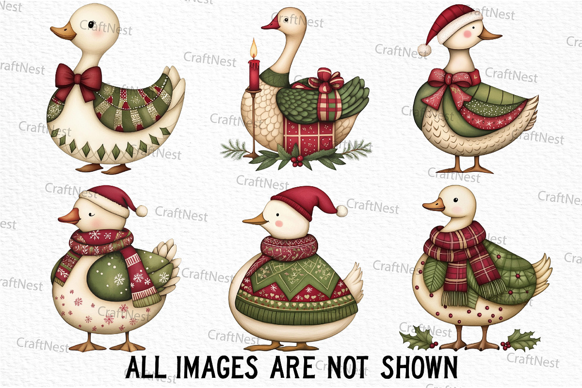 Christmas Goose Clipart, an Illustration by Craft Nest (Photo 4 of 6)