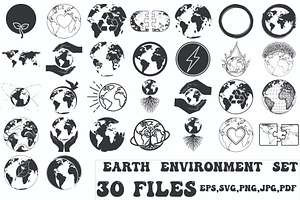 Earth Environment Icon Set, a Finance Illustration by Designer_Momina