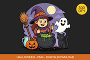 Cute Halloween Witch Cauldron., a Decorative Illustration by kaisorn (Thumbnail 1 of 6)