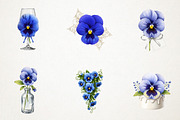 Blue Pansy Wedding Flower Clipart, an Illustration by RobertsArt (Thumbnail 4 of 7)