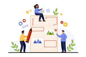 Teamwork Editing Content for, a Person Illustration by Flashvector