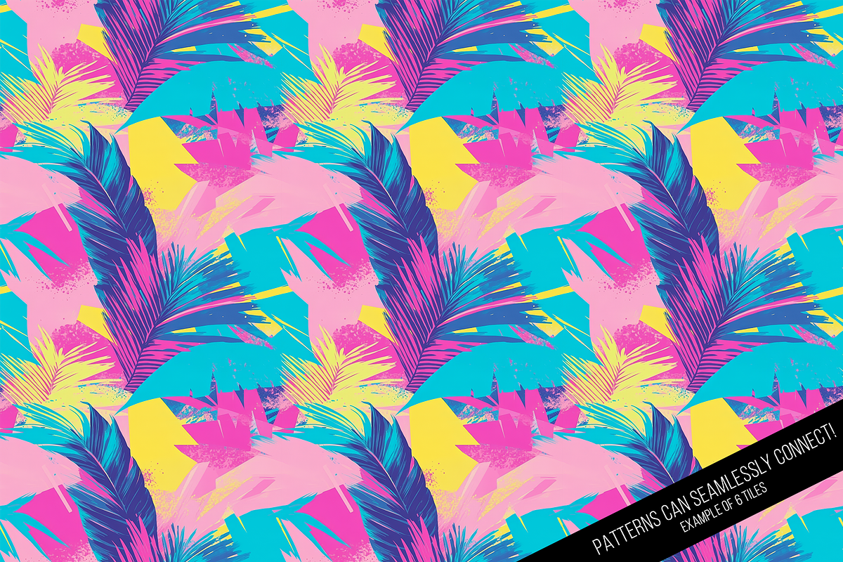 Tropical 80s Retrowave Digital Paper, a Pattern Graphic by Chromolume Studio (Photo 9 of 15)