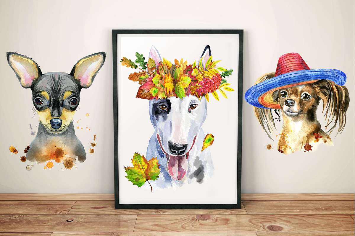 10 watercolor dog portraits. Set 15, an Animal Illustration by Watercolor fantasy (Photo 4 of 5)