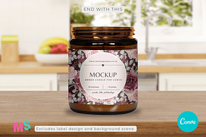 Amber Candle Jar Mockup For Canva