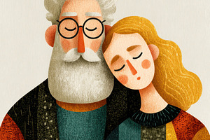 Warm Textured Illustration of Loving Couple with Soft Expression, a Food & Drink Photo by José Manuel Gelpi