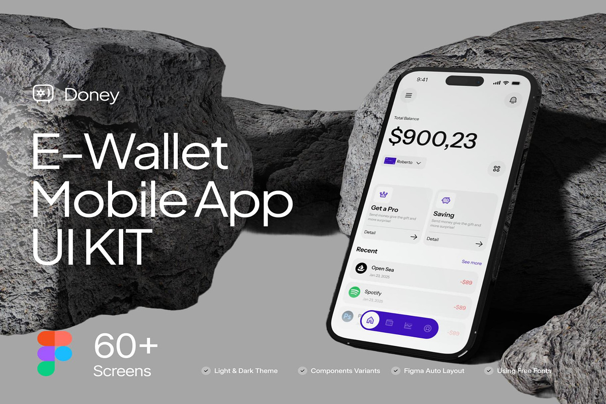Doney - E-wallet Mobile App UI KIT, an UI Kit Template by Lumina_ui_ux202 (Photo 1 of 7)
