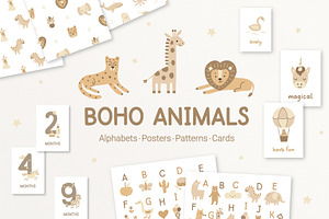 Boho Animals, Alphabet, Patterns